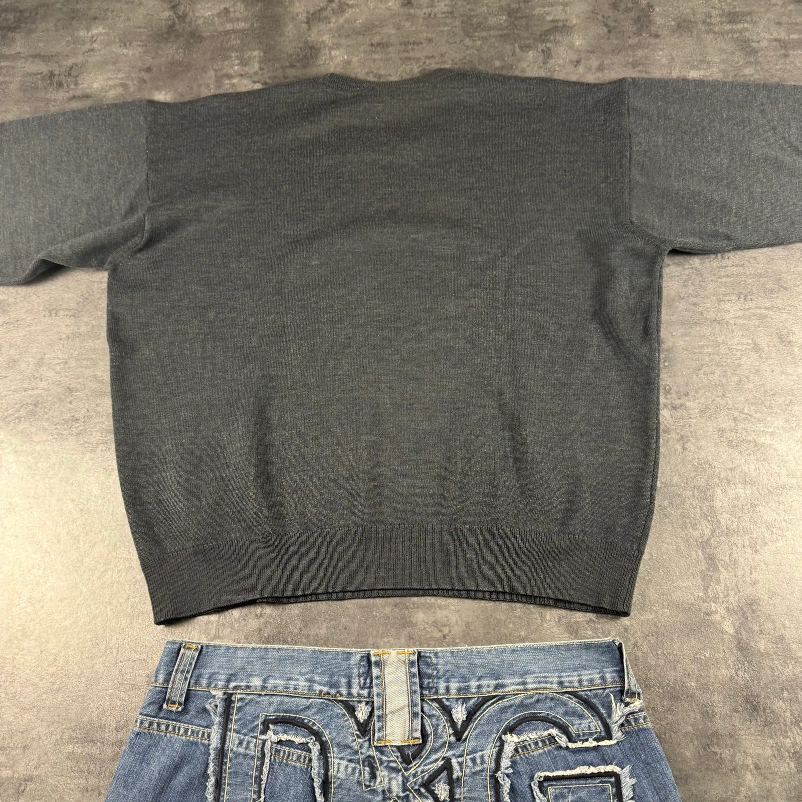 Lacoste Crewneck Sweater Grey Premium Vintage 90's Archive Tactical Made in Spain Wool Knit Jumper – photo 9